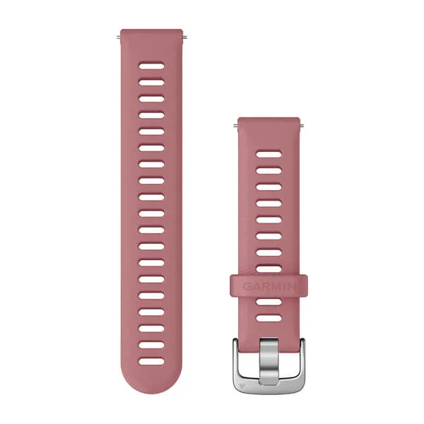 Bracelet Quick Release (18 mm) Rose pâle avec boucle argent pour  Garmin Forerunner 255S et 255S Music 
