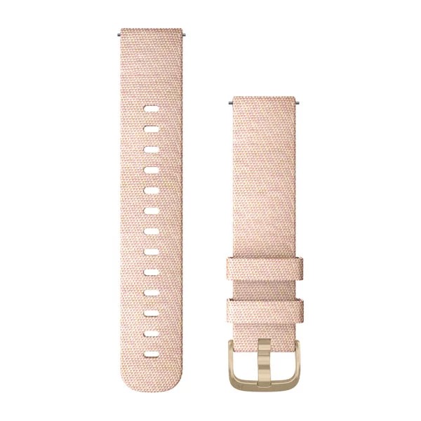 Bracelet de montre (20mm) Bracelet en nylon tressé rose pâle avec fermoir or pâle pour  Garmin vivomove Style 