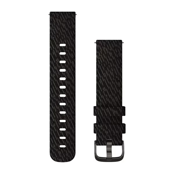 Bracelet de montre (20mm) Bracelet en nylon tressé noir avec fermoir ardoise pour  Garmin Venu 2 