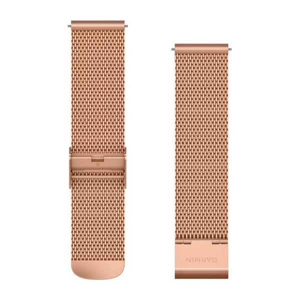 Bracelet (20mm) à mailles milanaises or rose avec fermoir or rose 18K à revêtement PVD pour  Garmin vivomove Style 