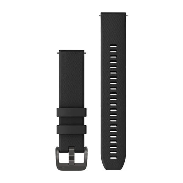 Bracelet à dégagement rapide (20 mm) Noir avec boucle grise pour  Garmin Venu 2 