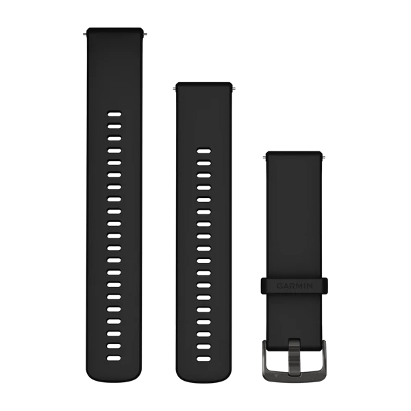 Bracelets à dégagement rapide (22 mm), Noir avec boucle Gray pour  $Garmin Forerunner 745 